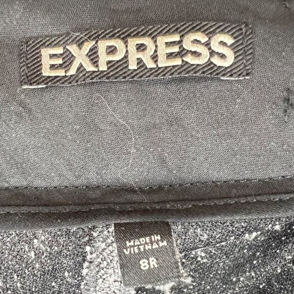Express Womens 8R Grey Tweed Wide Leg High Rise Dress Pants Side Zip - Picture 6 of 7